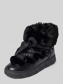 Kozaki sznurowane z detalem z logo model Uneek Guess czarne damskie EAN FLFUEKFUR10