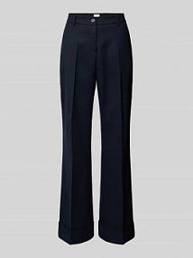 Spodnie materiałowe o kroju regular fit z mieszanki żywej wełny model STYLE.MAINE' BRAX granatowe damskie EAN 77-8508 09068820