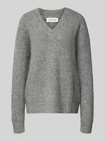 Sweter z dzianiny z mieszanki wełny z alpaki z dekoltem w serek GUIDO MARIA KRETSCHMER WOMAN szary damski EAN GMK4840001