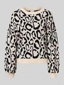 Sweter z dzianiny z prążkowanymi wykończeniami model TIP Vila beżowy damski EAN 14109032