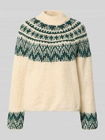 Sweter z dzianiny o luźnym kroju ze stójką model YASLIRI biały damski EAN 26038423