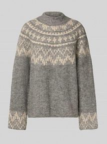 Sweter z dzianiny o luźnym kroju ze stójką model YASLIRI szary damski EAN 26038423