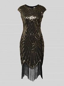 Sukienka mini z cekinami i frędzlami Apricot czarna EAN 790568