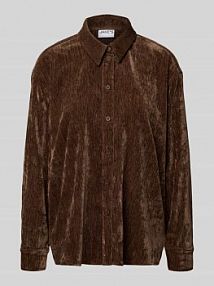 Sukienka koszulowa o kroju relaxed fit z aksamitu Jake*s Casual brązowa EAN 24967705945