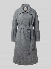 Płaszcz z żywej wełny z wiązanym paskiem LANIUS niebieski damski EAN 14364-00