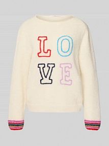 Sweter z dzianiny z mieszanki wełny z alpaki z haftem LANIUS damski EAN 14371-00