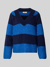 Sweter z dzianiny z mieszanki wełny ze wzorem w paski model Taci MOS MOSH niebieski damski EAN 173090