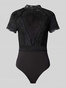 Body o kroju slim fit z koronkowym obszyciem model Rosalia GUIDO MARIA KRETSCHMER WOMAN czarne EAN GMK4511001