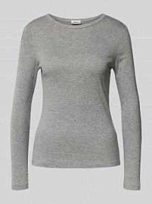 Bluzka z długim rękawem o kroju shaped fit z mieszanki bawełny i wiskozy s.Oliver RED LABEL szara damska EAN 2170079