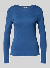 Bluzka z długim rękawem o kroju shaped fit z mieszanki bawełny i wiskozy s.Oliver RED LABEL niebieska damska EAN 2170079