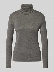 Bluzka z długim rękawem o kroju slim fit z mieszanki bawełny s.Oliver RED LABEL szara damska EAN 2170118