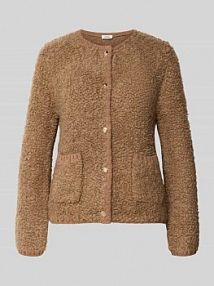 Kurtka z dzianiny o kroju regular fit z dodatkiem wełny s.Oliver RED LABEL brązowa damska EAN 2168161