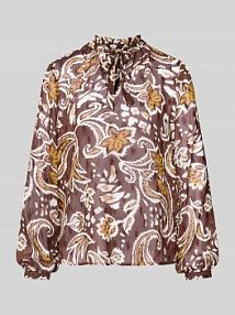 Bluzka o kroju regular fit z długim rękawem i wzorem na całej powierzchni s.Oliver RED LABEL brązowa damska EAN 2170029