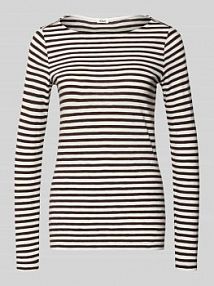 Bluzka z długim rękawem o kroju slim z czystej bawełny s.Oliver RED LABEL brązowa damska EAN 2170124