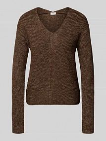 Sweter z dzianiny o kroju regular fit z dodatkiem wełny s.Oliver RED LABEL brązowy damski EAN 2168002