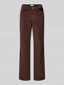 Spodnie sztruksowe o kroju regular fit z 5 kieszeniami s.Oliver RED LABEL brązowe damskie EAN 2170252