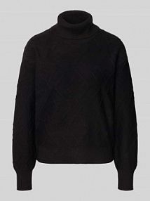 Sweter z dzianiny z prążkowanymi wykończeniami model Saturn FREE/QUENT czarny damski EAN 206714