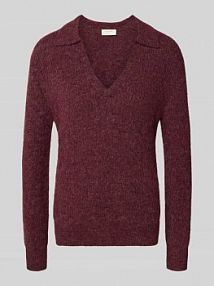 Sweter z dzianiny o kroju slim fit z dodatkiem wełny Model 'Hil' FREE/QUENT czerwony damski EAN 200434