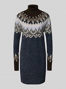 Sukienka z dzianiny z golfem model Merla FREE/QUENT brązowa EAN 206761