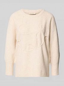 Sweter z dzianiny o kroju regular fit z dodatkiem wełny model Grsevalin FREE/QUENT beżowy damski EAN 206763