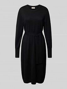 Sukienka z dzianiny z mieszanki wiskozy z wiązanym paskiem model Conny FREE/QUENT czarna EAN 206862
