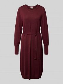 Sukienka z dzianiny z mieszanki wiskozy z wiązanym paskiem model Conny FREE/QUENT czerwona EAN 206862