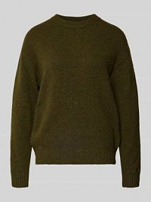Sweter z dzianiny w kroju relaxed fit z dodatkiem wełny Model 'Novala' FREE/QUENT oliwkowy damski EAN 206998