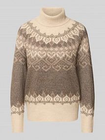 Sweter z dzianiny z prążkowanymi wykończeniami model Merla FREE/QUENT beżowy damski EAN 206759