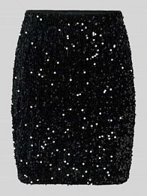 Spódnica mini o lekko rozkloszowanym kroju z cekinowym obszyciem model BELLA Vero Moda czarna EAN 10335704
