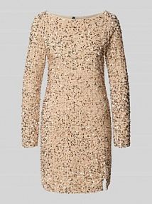 Sukienka wieczorowa o dopasowanym kroju z cekinowym obszyciem model BELLA Vero Moda beżowa EAN 10335717