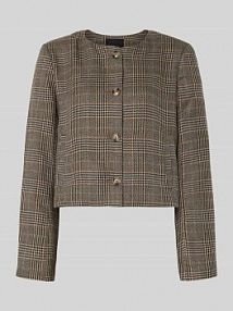 Krótki żakiet o pudełkowym kroju bez kołnierza model STINA Vero Moda beżowy EAN 10334057