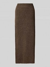 Spódnica midi wąska z elastycznym pasem model TULLE Pieces brązowa EAN 17154375