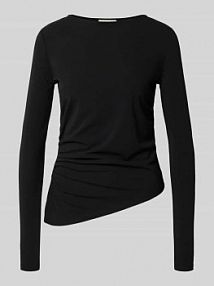 Bluzka z długim rękawem o kroju slim fit z plisami model Hellen GUIDO MARIA KRETSCHMER WOMAN czarna damska EAN GMK5014001