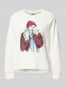 Bluza z nadrukiem z motywem i okrągłym dekoltem milano italy biała damska EAN 54-5563-8702