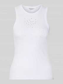 Top o kroju slim fit z mieszanki bawełny Tom Tailor Denim biały damski EAN 1048975