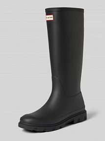 Kozaki z detalem z logo Hunter czarne damskie EAN HFRU0001251