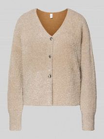 Kurtka z dzianiny z efektownej przędzy z dekoltem w serek model LISTRA YAS beżowa damska EAN 26040063