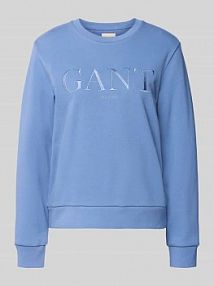 Bluza z wyhaftowanym logo i okrągłym dekoltem Gant niebieska damska EAN 4201387