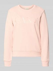Bluza z wyhaftowanym logo i okrągłym dekoltem Gant różowa damska EAN 4201387