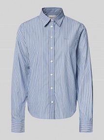 Bluzka o kroju regular fit z wyhaftowanym logo Gant niebieska damska EAN 4300658