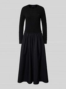 Sukienka midi taliowana z mieszanki wełny lana z domieszką kaszmiru Polo Ralph Lauren EAN 211978251