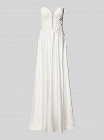 Suknia ślubna o kroju regular fit z półprzezroczystego materiału Mascara biała EAN MC818432B