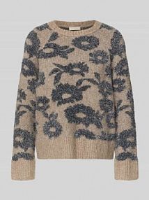 Sweter z dzianiny z prążkowanymi wykończeniami model PANTEA FREE/QUENT beżowy damski EAN 207132