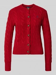 Kardigan z mieszanki wełny i kaszmiru z wyhaftowanym logo Polo Ralph Lauren czerwony EAN 211972104