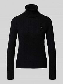 Sweter z golfem o kroju slim fit z wyhaftowanym logo Polo Ralph Lauren czarny damski EAN 211888686