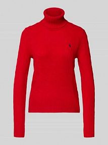 Sweter z golfem o kroju slim fit z wyhaftowanym logo Polo Ralph Lauren czerwony damski EAN 211888686