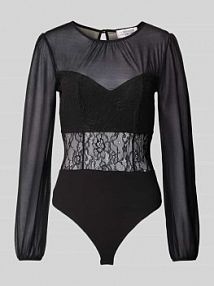 Body o kroju slim fit z półprzezroczystego materiału model Noelia GUIDO MARIA KRETSCHMER WOMAN czarne EAN GMK5024001