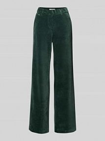 Spodnie sztruksowe z elastycznym pasem i wpuszczanymi kieszeniami model MAINE BRAX zielone damskie EAN 77-5438 09282520