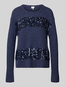 Sweter z dzianiny z cekinami model LISA BRAX niebieski damski EAN 37-2338 90110600