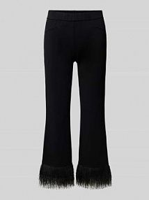 Spodnie o rozkloszowanym kroju z mieszanki wiskozy z frędzlami TONI czarne damskie EAN 61-02 1213-43